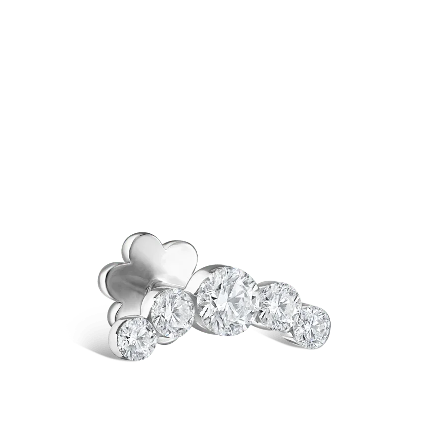 

Invisible Set Five Diamond Open Curve Threaded Stud Earring Round Brilliant Cut AU585 Lab Grown Diamond Chain Earing