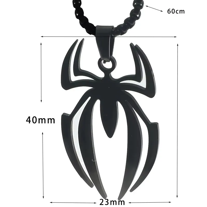 Spider Shape Cosplay Necklace Men Stainless Steel Pendant Chain Choker Jewelry Accessories Props Gift