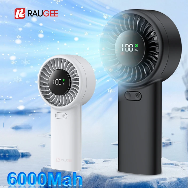 Ventilador portátil de mano, súper Mini ventilador colgante de 6000mah, ventilador de bolsillo recargable por USB para exteriores, Mini ventilador de mano de 5 velocidades