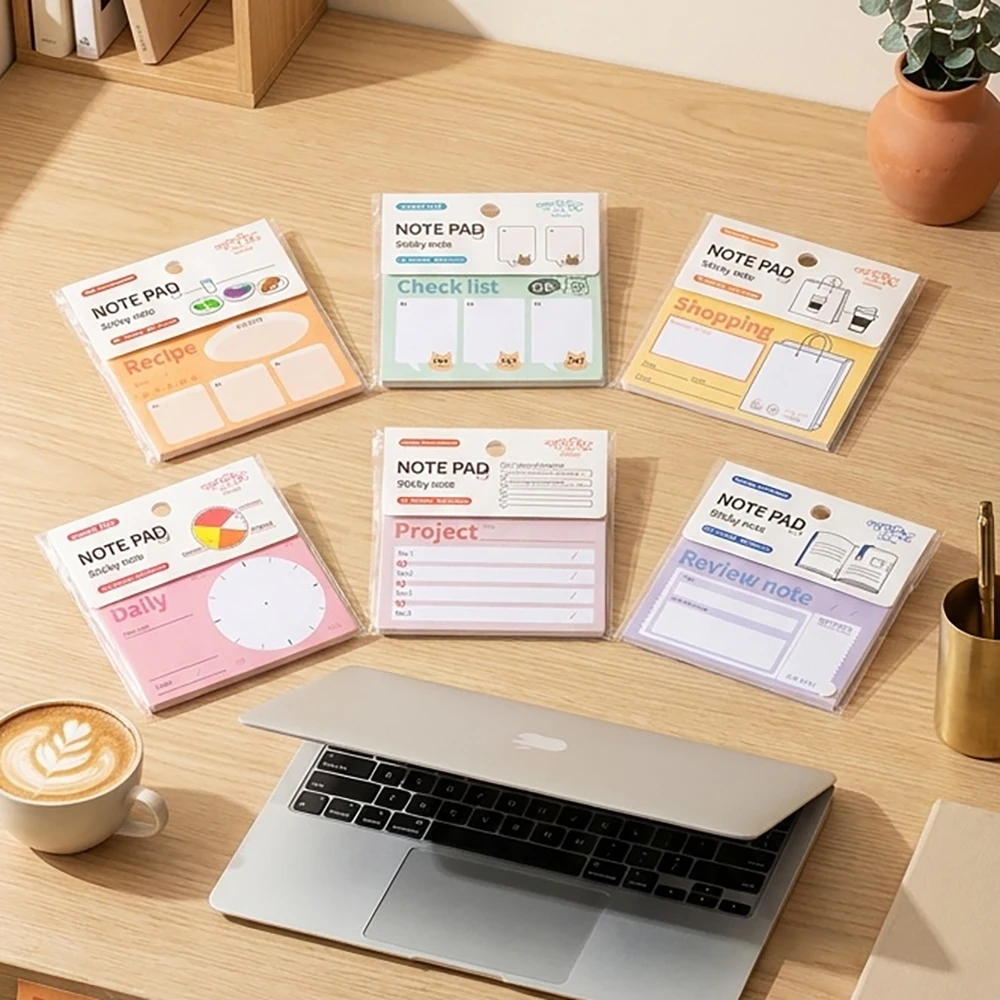 50 sheets Multi scene functional sticky notes, colored office memo pads, student study check-in and leave messages