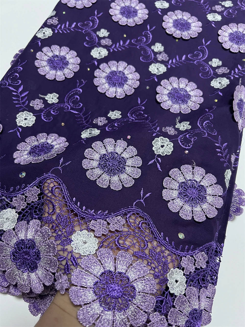 2026 New African Lace Fabric Nigerian Tulle Embroidered Bridal Gown Material Soft Cotton Damask for Wedding Party Dresses 5Yards