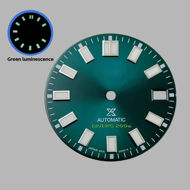 Dial NH35/NH36 baru 28.5mm, logo S, kalender tunggal, bercahaya hijau, dial mekanis, aksesori modifikasi jam tangan