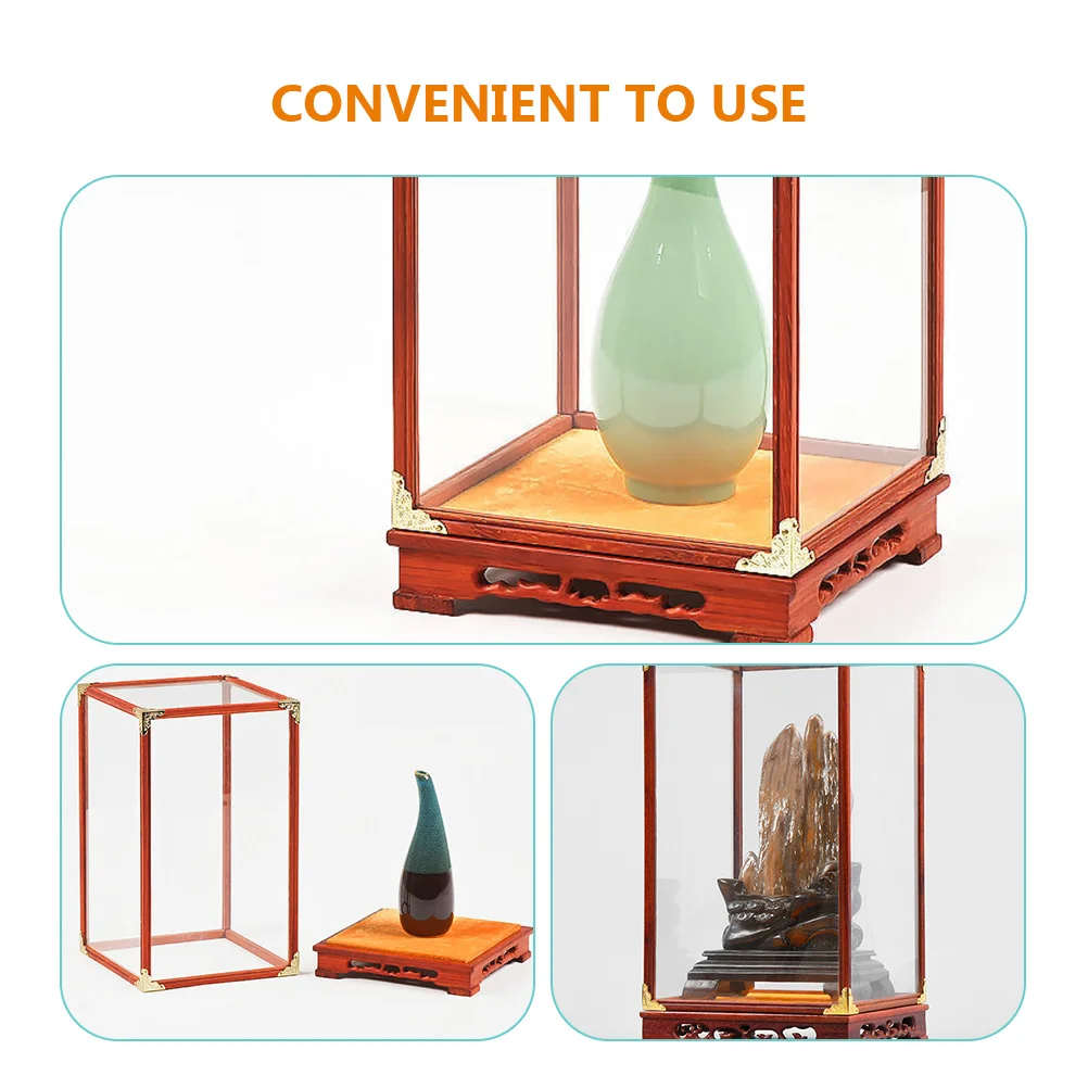 

Glass Display Box for Buddha Statue 14x14x19cm Transparent Wooden Multi Functional Decorative Container