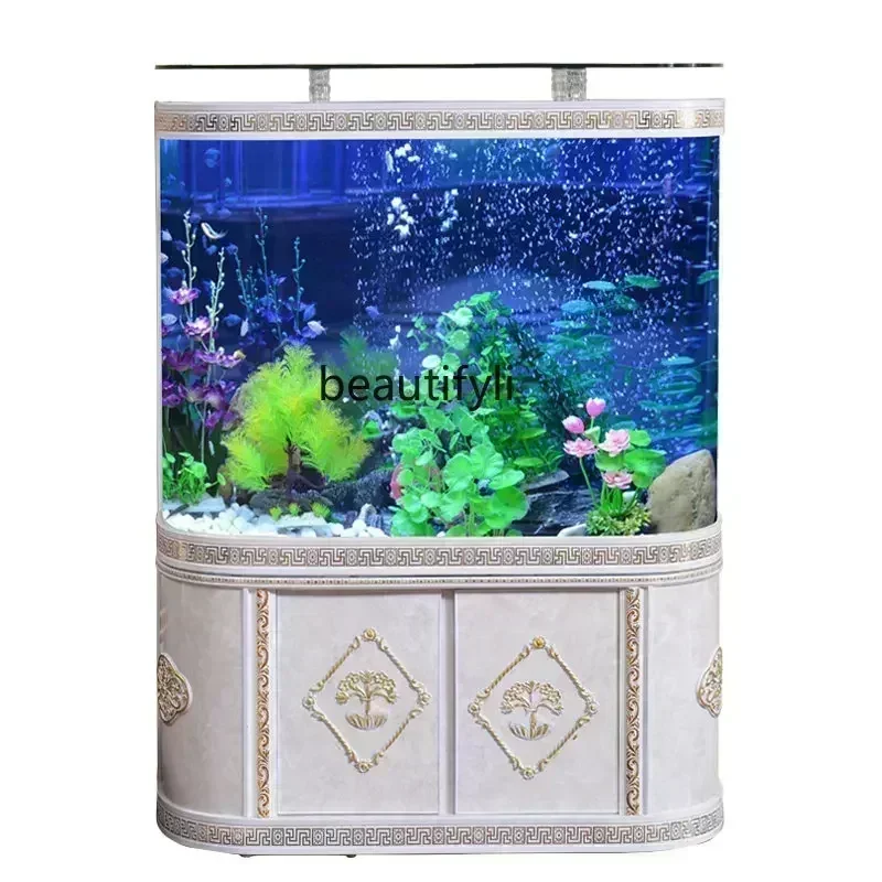 lt Fish Tank Aquarium Small Glass Change Water Ecological Landscaping Large Bottom Filter Goldfish Turtle Jar