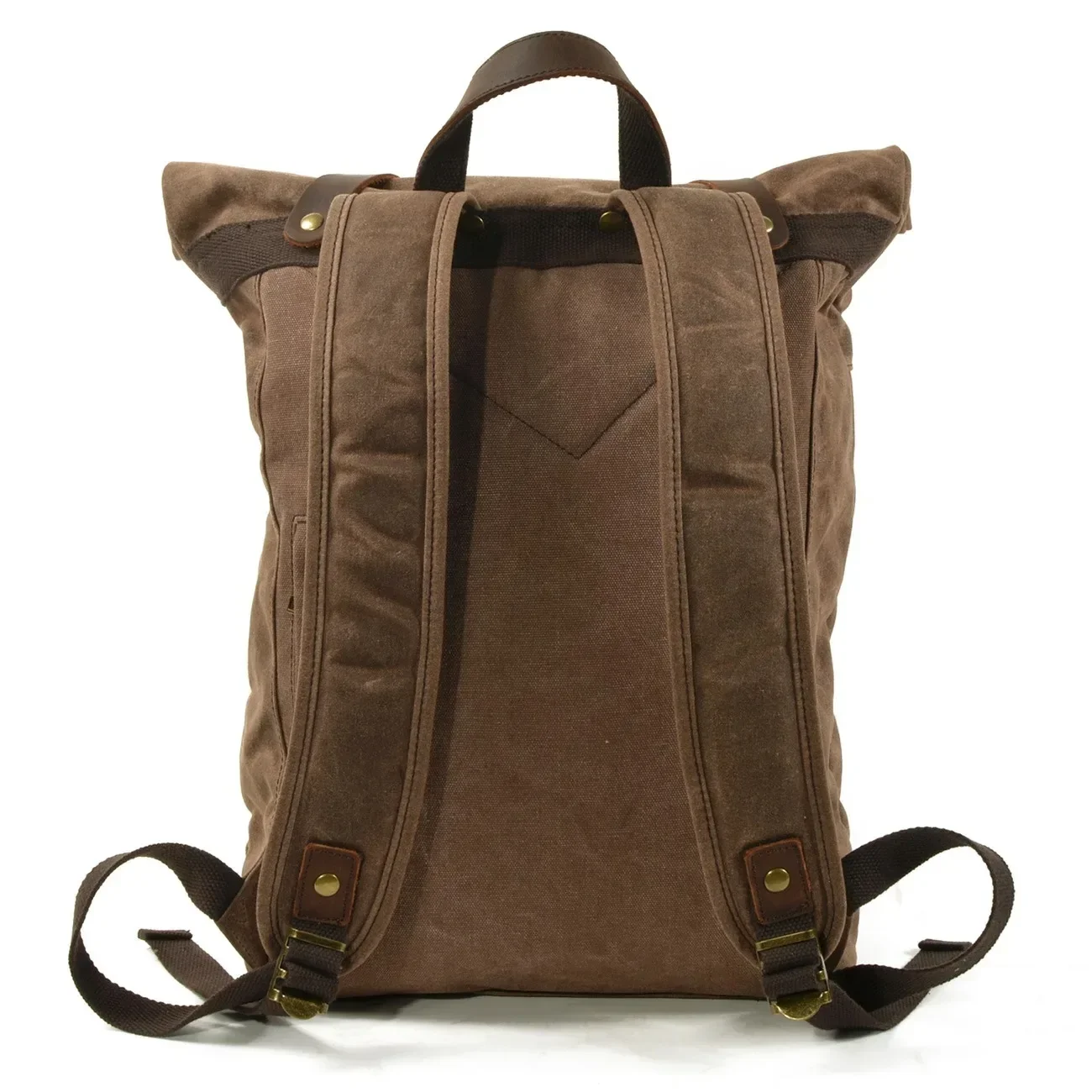 Waterdichte waxcanvas wandelrugzak voor heren, buiten 30L reistas, antidiefstal laptoprugzak, retro opgerolde rugzak