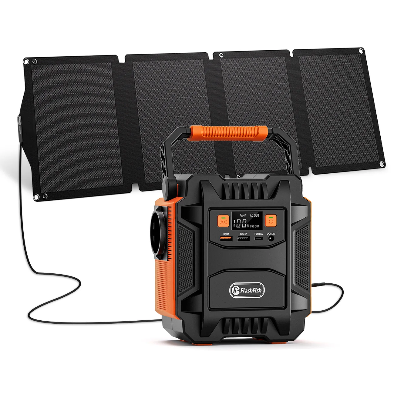 172,8Wh tragbare Powerstation mit 60W Solarpanel, 200W AC 230V, 400W Spitzenleistung Solargenerator mit USB PD Typ-C DC-Ausgang für Camping und Reisen