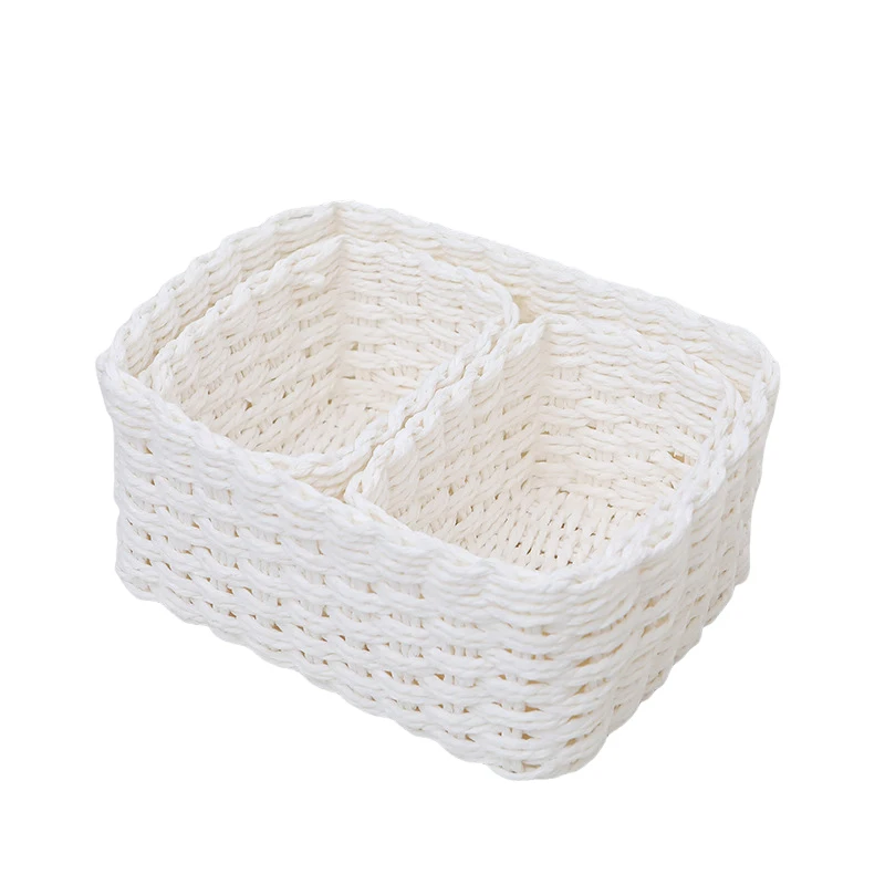 

Paper Rope Storage Basket 3Pcs Handmade Straw Woven Soft Round for Organizing Office Decorative Storage Bins Box