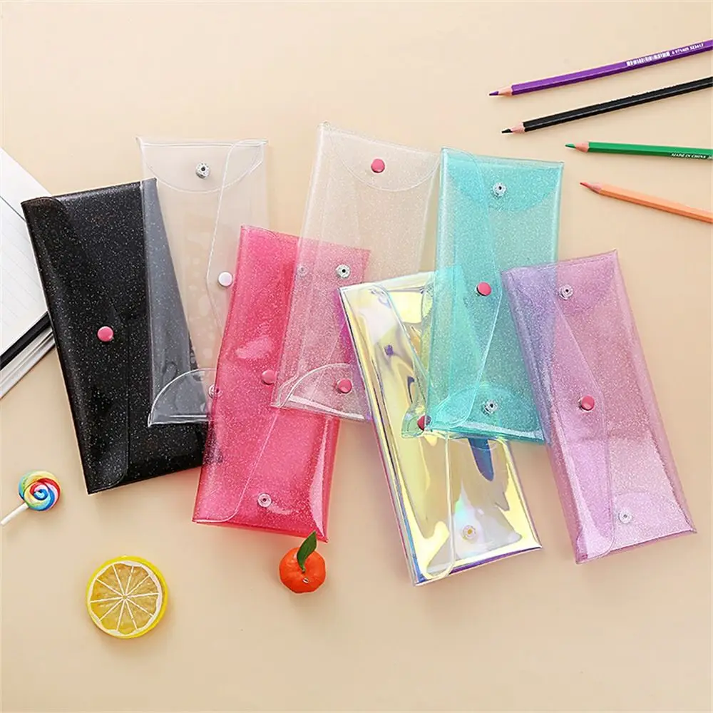 Glitter PVC Pencil Bags Transparent Pencil Pouch Pencil Case Multifunction Colorful Stationary Organizer Cosmetic Bag