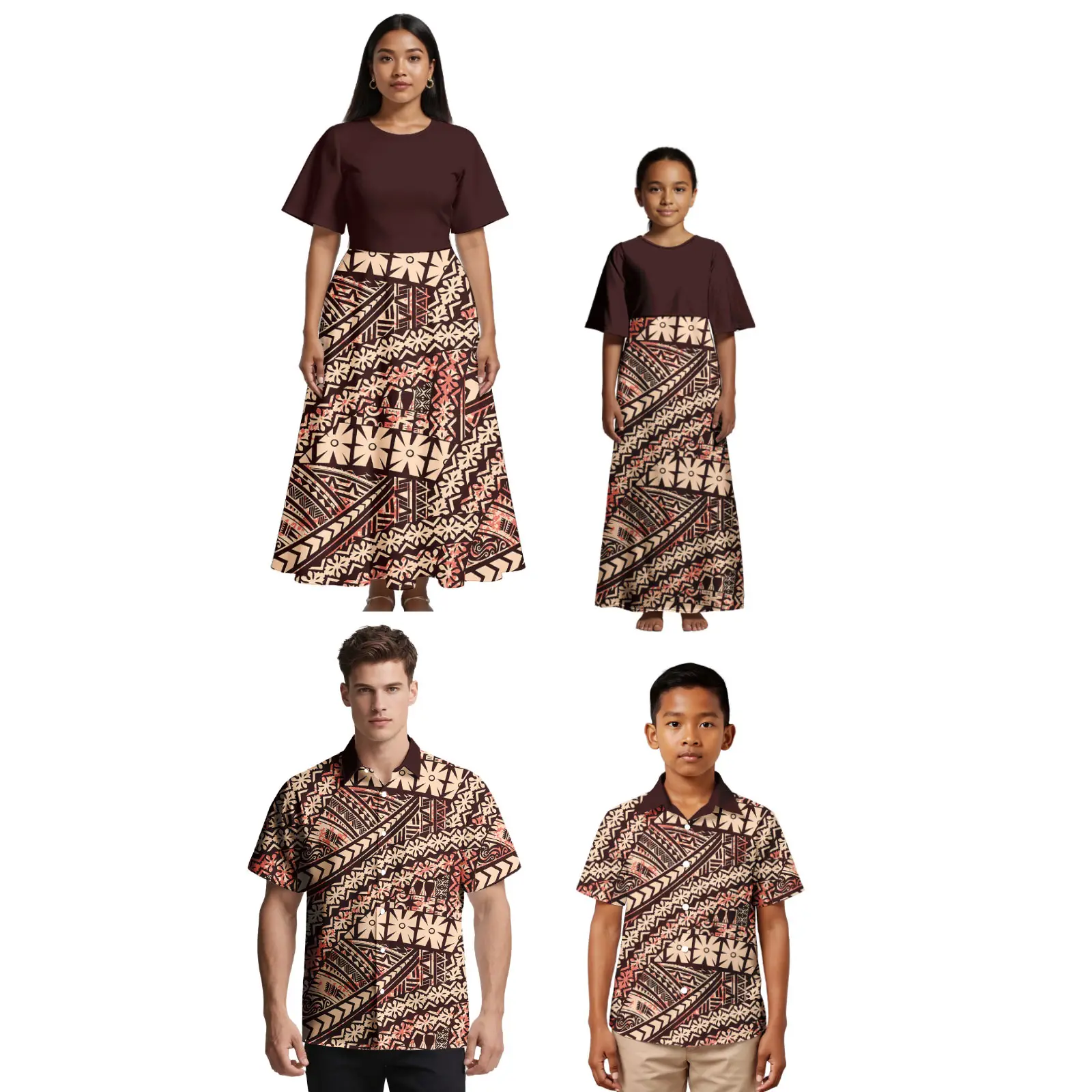 شعار مخصص الأزهار هاواي 2026 ملابس الأم والابنة الجديدة ألوها قميص ساموا عائلة غير رسمية الوالدين والطفل الزي البولينيزية #1