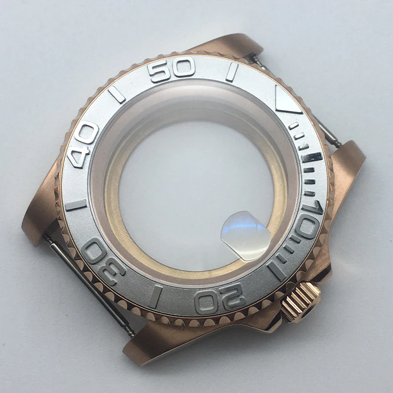 

40mm yacht Rose Gold nh35 Watch Cases Sapphire Glass Ceramic Bezel For Seiko nh34 nh35 nh36 nh38 Miyota 8215 Movement