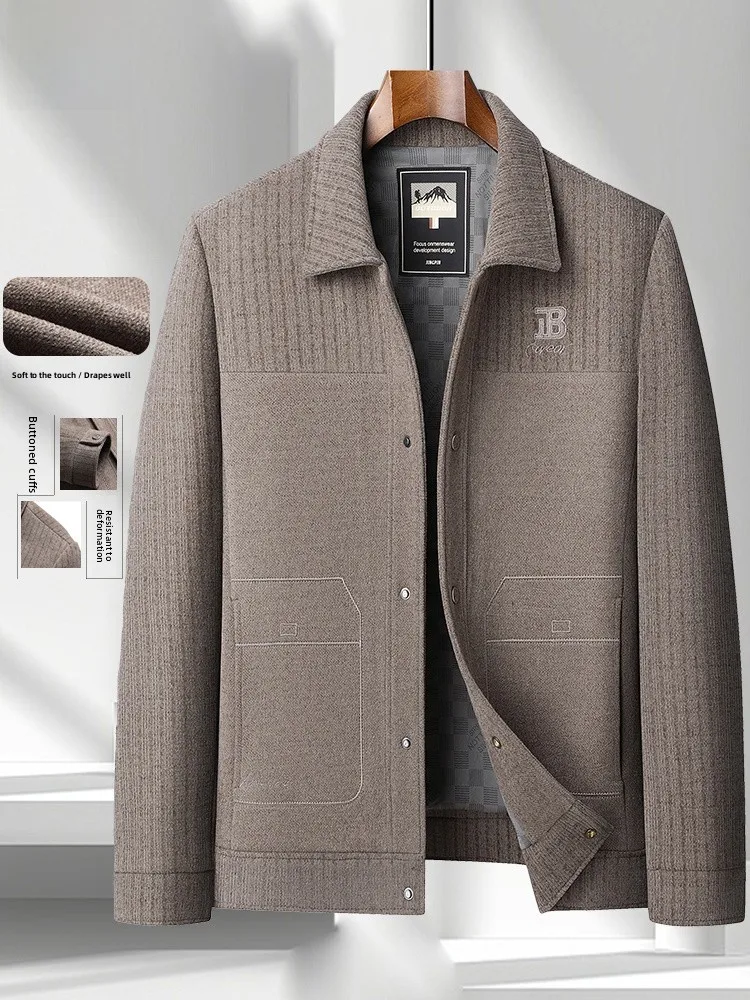 

Spring Autumn New Sle Woodpeer 2025 Men's Casual Collar Jaet Busin Leisure Top for Middle-Aged And ly Fathers