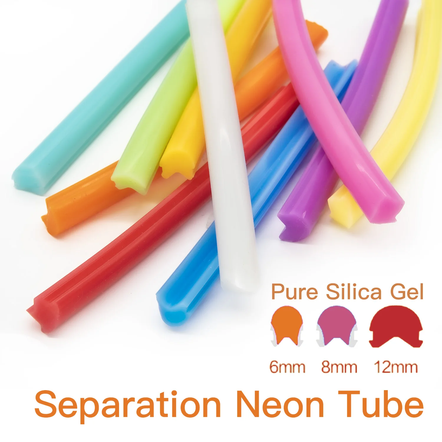 6mm 8mm12mm Separate Silicone Neon Strip Flexible  soft led neon separated bendable silicone tube Waterproof IP67 12V