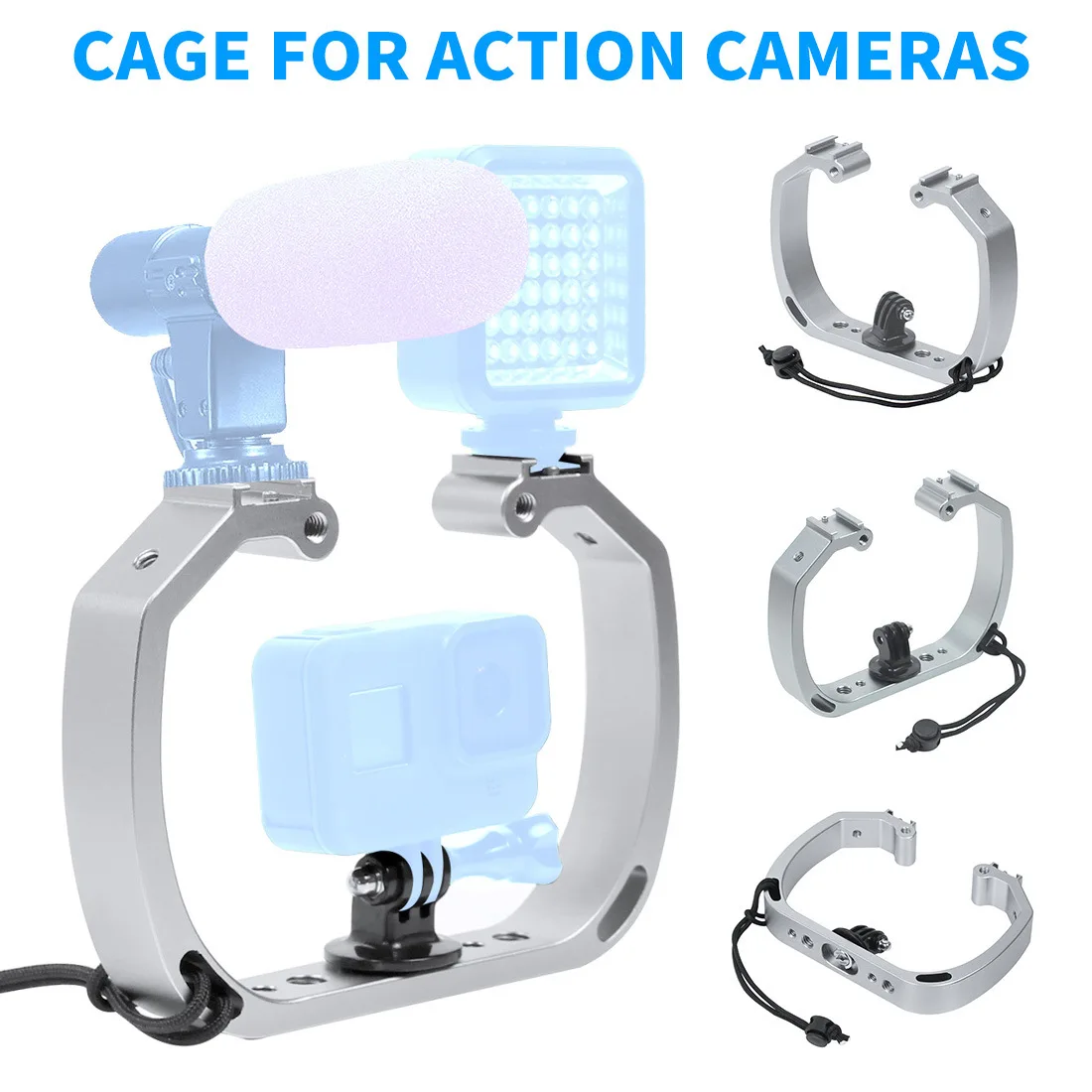 Suitable for GoPro camera dual head hot shoe fill light bracket handle for underwater shooting