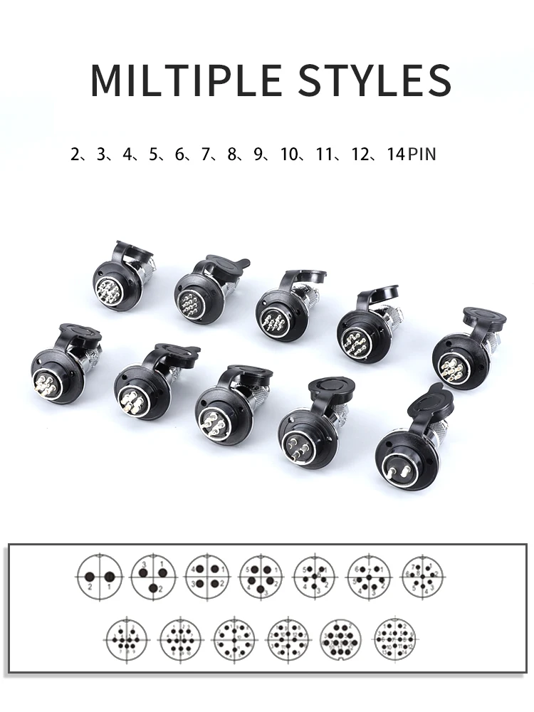 Imagem -06 - Conector de Instalação Flange Fixo Impermeável Conector de Aviação de Furos Df20 Gx20 Df25 Gx25 Df30 Gx302 10 Pino 12