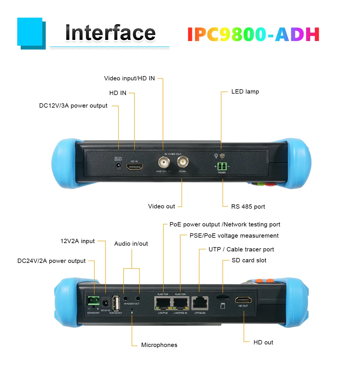 IPC-9800MOVTADHS Pro IPC Tester Support 8K IPC Camera And VGA 8MP AHD CVI TVI Test Wifi PTZ Cable Tester HDMI PoE CCTV Tester
