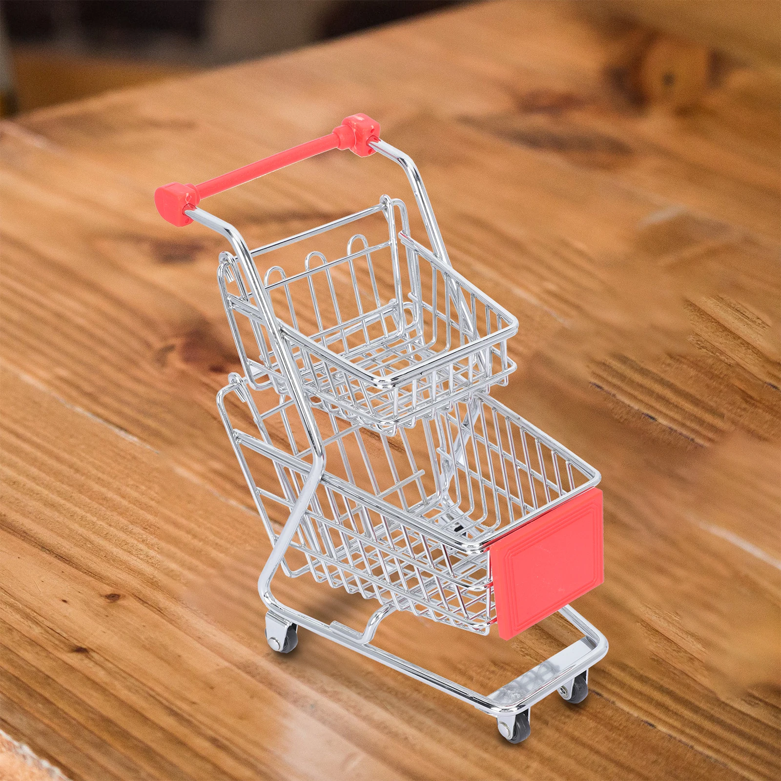 

Cute Metal Mini Trolley Storage Basket Desktop Creative Table Organizer