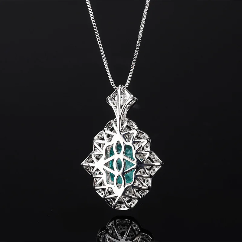 New High-end Jewelry Fashionable High-end Emerald Paraiba High-end Printed Women's Pendant Necklace Main Stone
