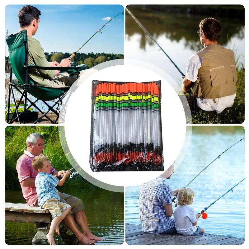 Thickened Vertical Fishing Float Conspicuous Color Fish Gear Fishing Tool Durable Fishing Tackle Accessories 80 Pcs/Set