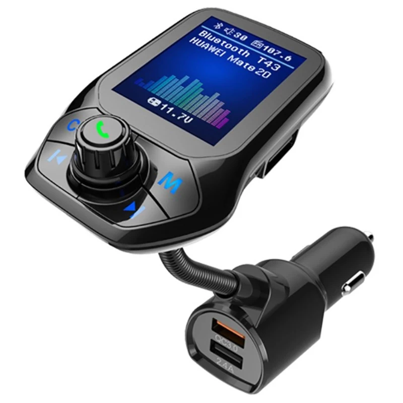 Bluetooth 5.0 FM Transmitter Car USB MP3 Player Wireless Handsfree Car Kit with QC3.0 Car Quick Charge Car