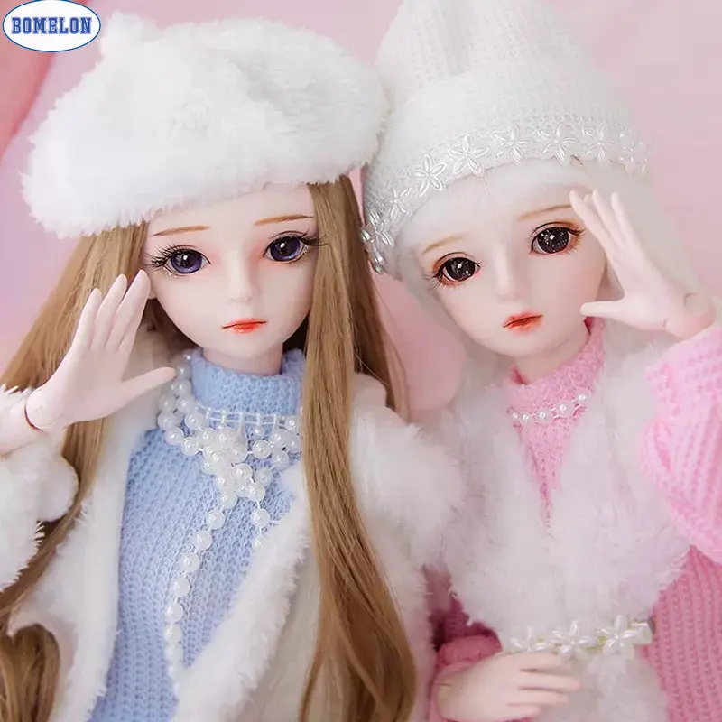 

Handmade 1/3 Bjd Doll 60cm Fashion Twin Sister Angie and Anna Girl Ball Jointed Dolls Full Set Collectible Dolls Toys for Girls