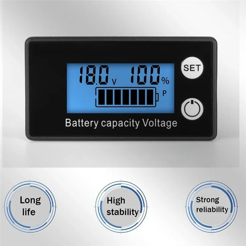 AA89-LCD Kristal Cair 8-100V Baterai Voltmeter Deteksi Daya Mobil Modul Tampilan Kapasitas Baterai Lithium Digital, Tahan Lama