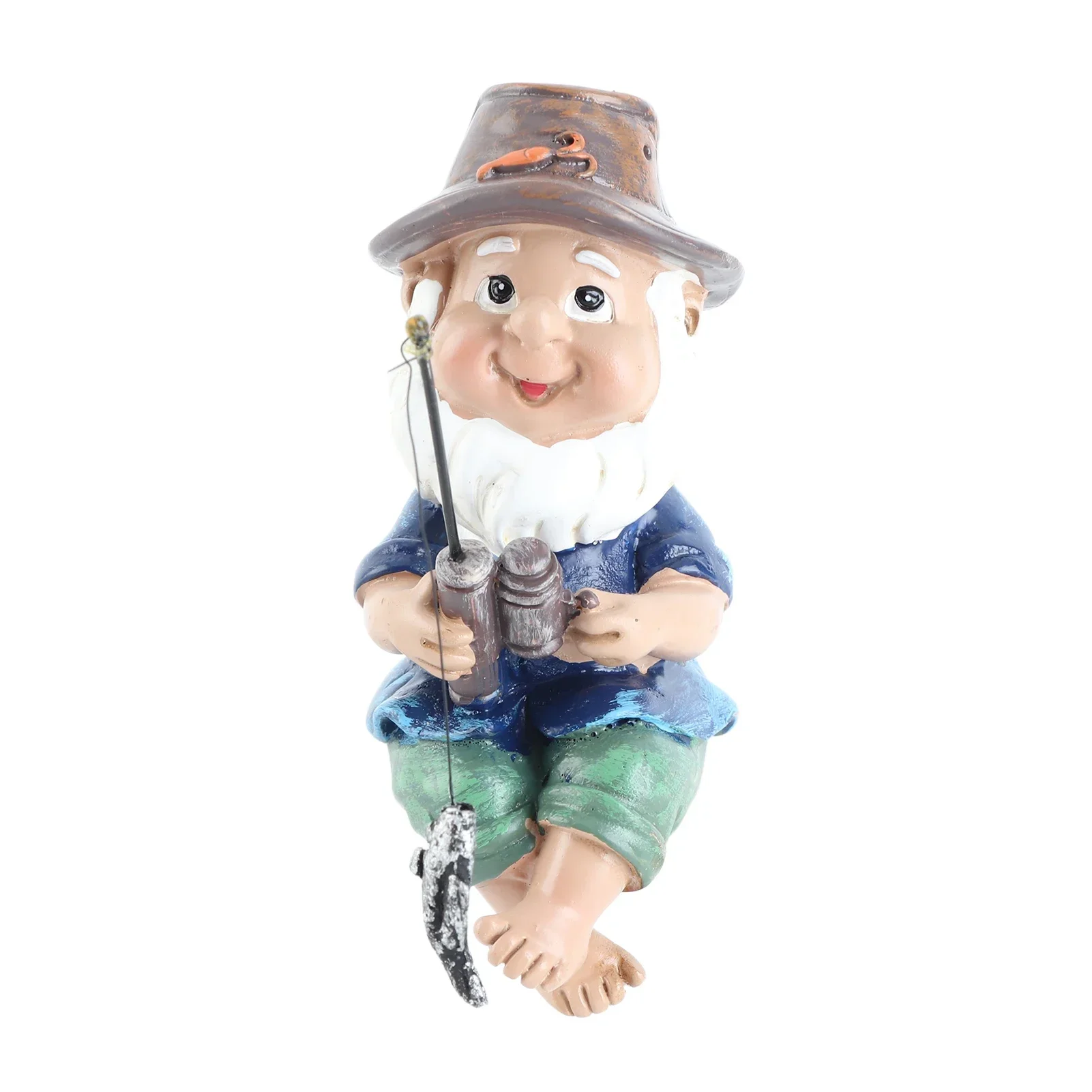 Fishing Man Figurine Bright Colors Lifelike Details Resin Widely Used Fisherman Statue For Garden Home Backyard