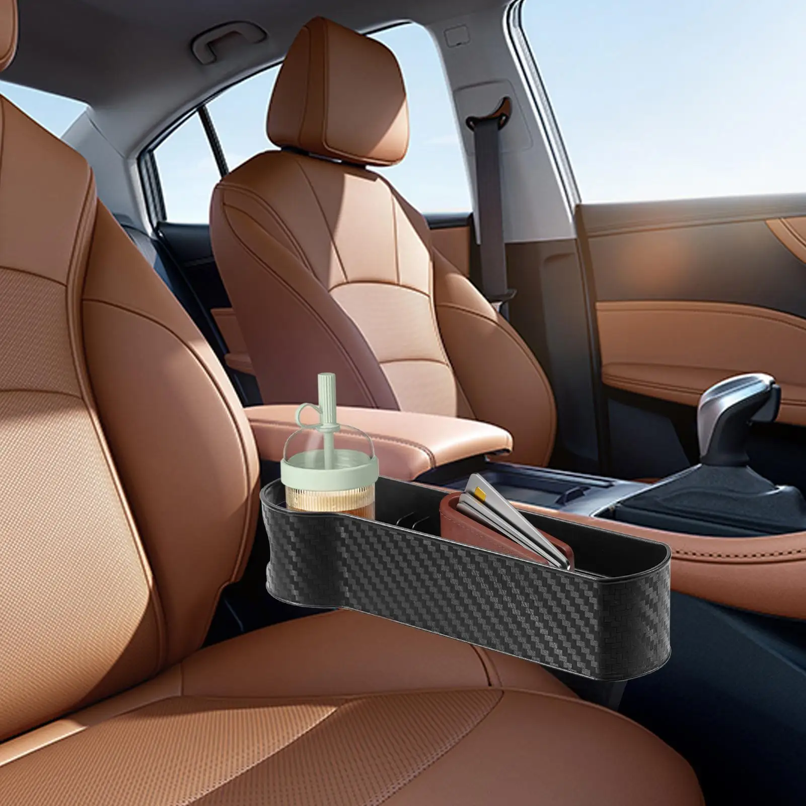 

Органайзер-наполнитель для сиденья, 2 шт., нескользящий с подстаканником между автомобильным наполнителем для щелей для сиденья, предотвращает падение