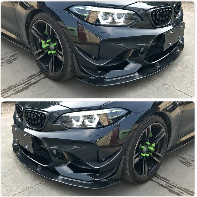 Carbon Fiber Car Front Bumper Canards for BMW F87 M2 Coupe 2016-2018 Not for M2C Racing Front Side Splitters Cupwings Body Kits