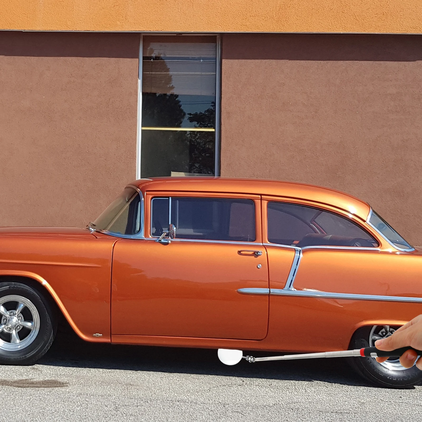 2 قطعة مرآة فحص السيارة عصا تصغير مرنة قابلة للتمديد أداة فحص السيارات المستديرة للمساحة الضيقة #2