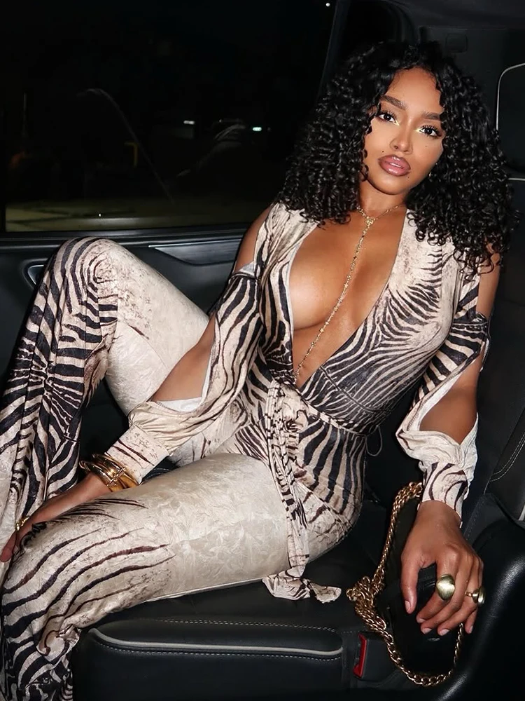 

Женский бандажный комбинезон Weird Puss в стиле пэчворк с глубоким v-образным вырезом и длинными рукавами, хипстерская уличная одежда, сексуальные весенние трендовые узкие комбинезоны