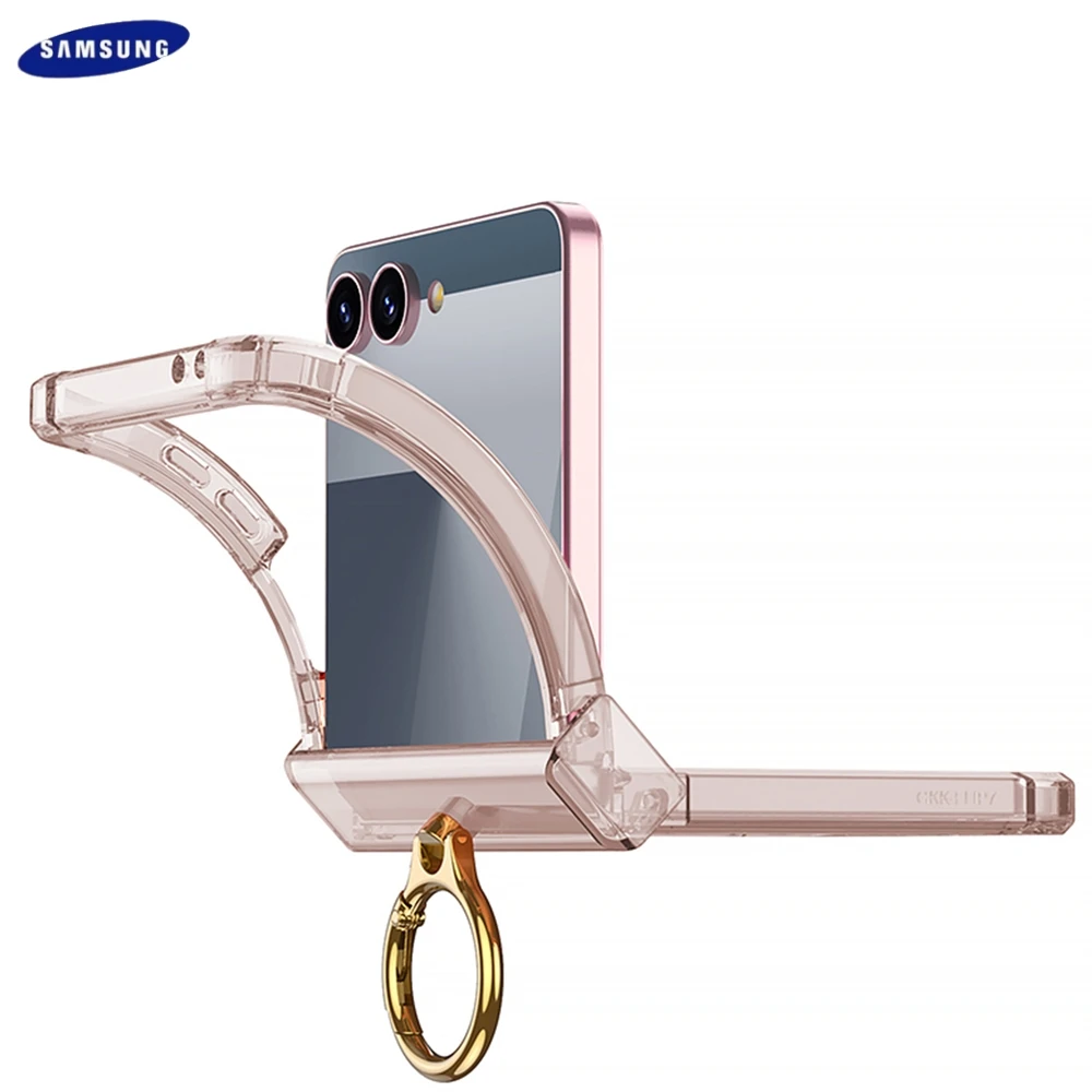 For Samsung Galaxy Z Flip 7 6 5 4 3 For Magsafe Case Ring Folding Colored Transparent Four Corners Hinge Shockproof Hard Cover