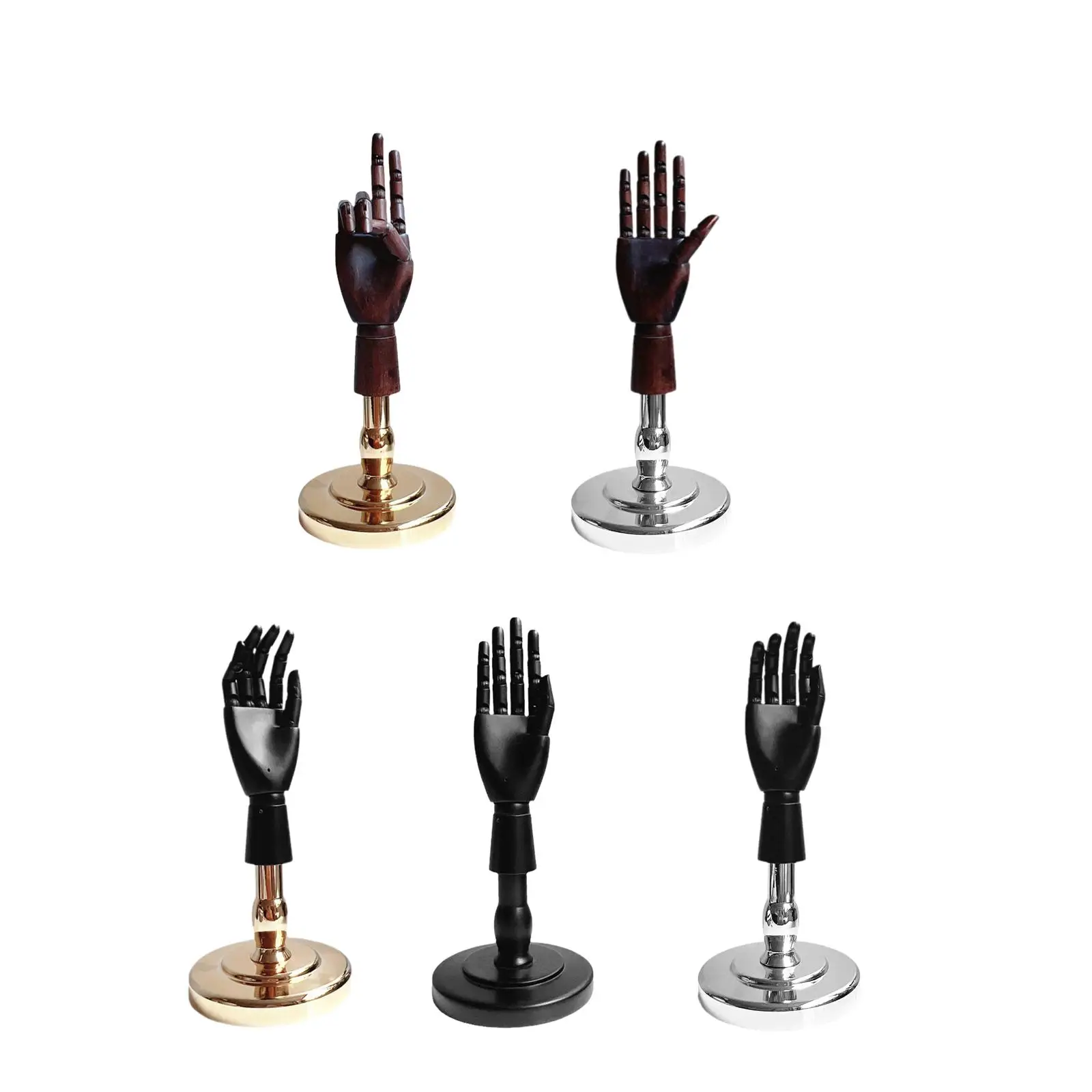 Manikin Hand Figure Mannequin Hand Moveable Joints Movable Flexible Wood Hand Model for Jewelry Display Office Decoration