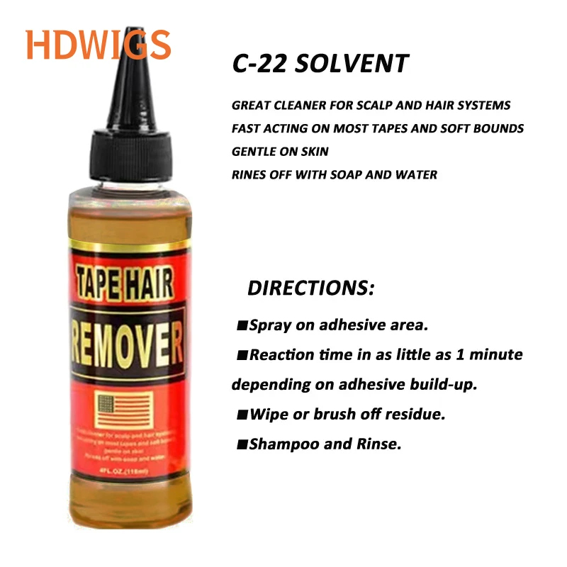 Ultra Segure cola adesiva para Toupee, fita Walker, removedor spray com escova, perucas de cabelo humano, C-22 Solvente, Novo, 15ml