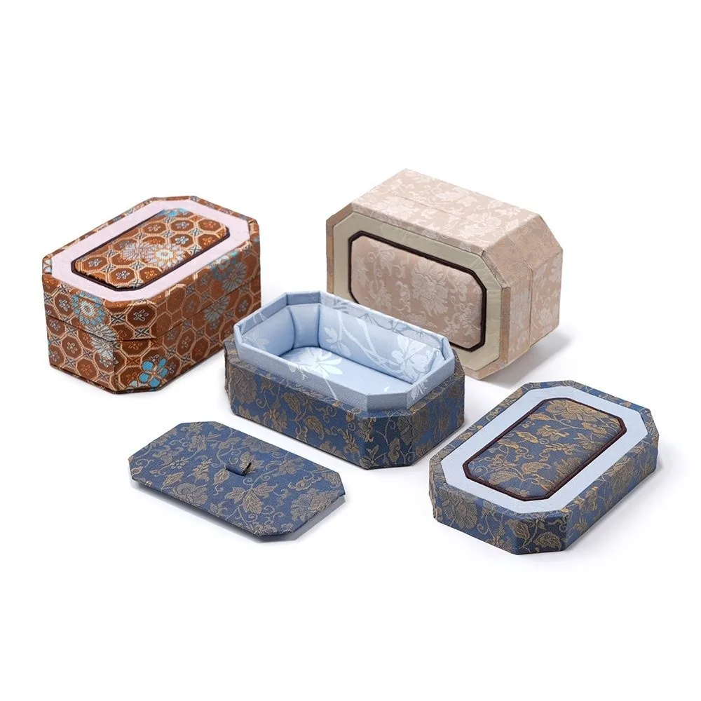 Fabric Brocade Jewelry Box Multiple Colors Hard Shell Double Lid Jewelry Box Wear-Resistant Chinese Style Bangle Storage Box