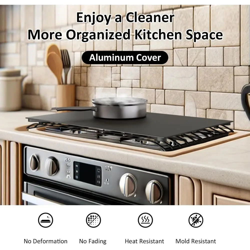 アルミニウム製RVコンロカバー - 19.6インチ x 17インチ 滑り止めガスバーナーボード、収納と整理を強化、キャンピングカーキッチンに必須