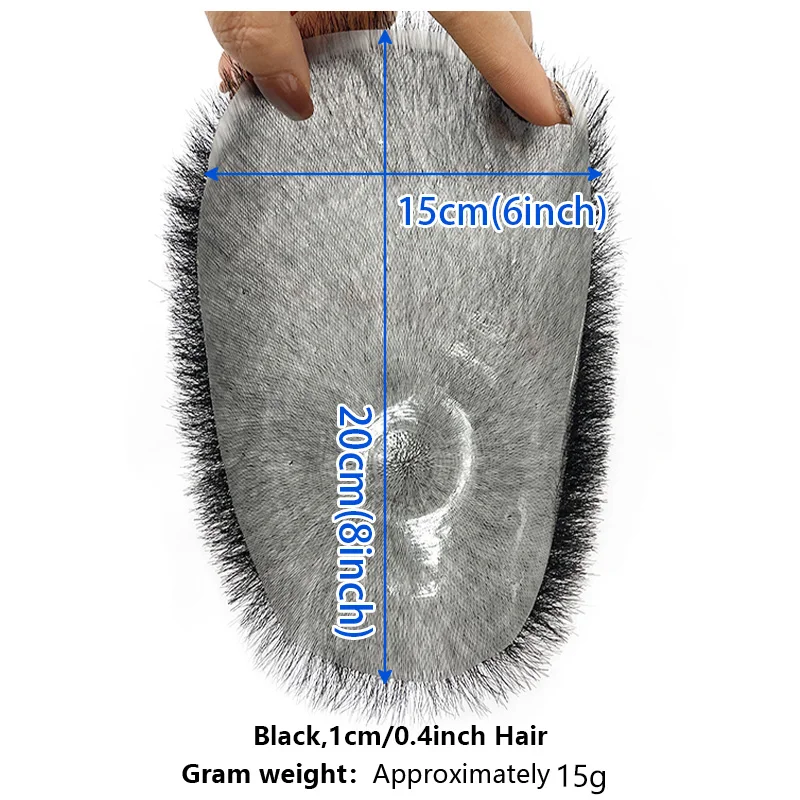 15*20cm 100% Human Hair Men\'s Short Buzz Cut Hair Thin Skin Toupee Men Human Hair Transparent Full Biological Scalp Prosthesis