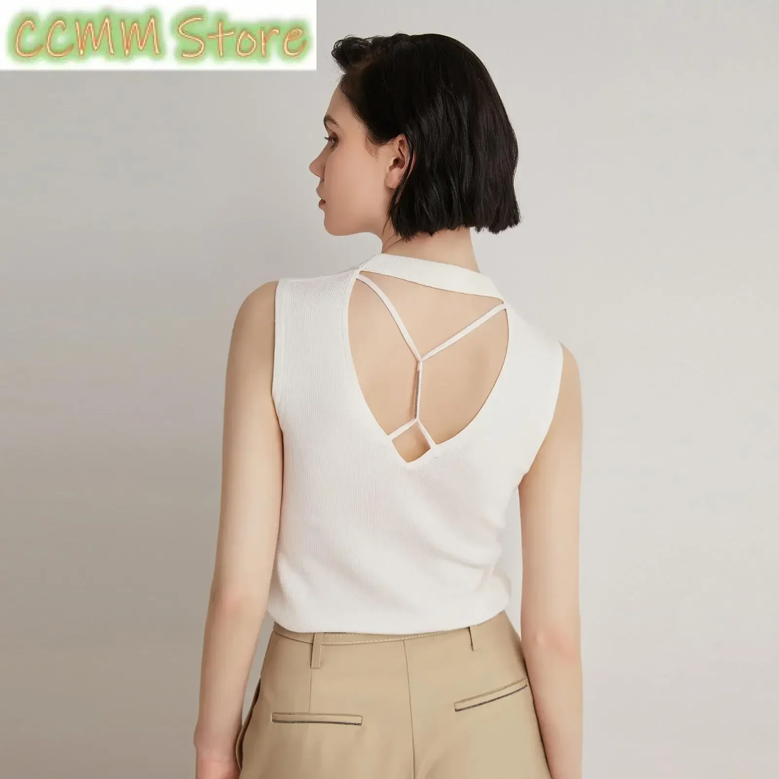 Summer Thin Women's luxury Brand Clothes High Quality Silk Merino Sweater Wool Knitted Vest For Ladies