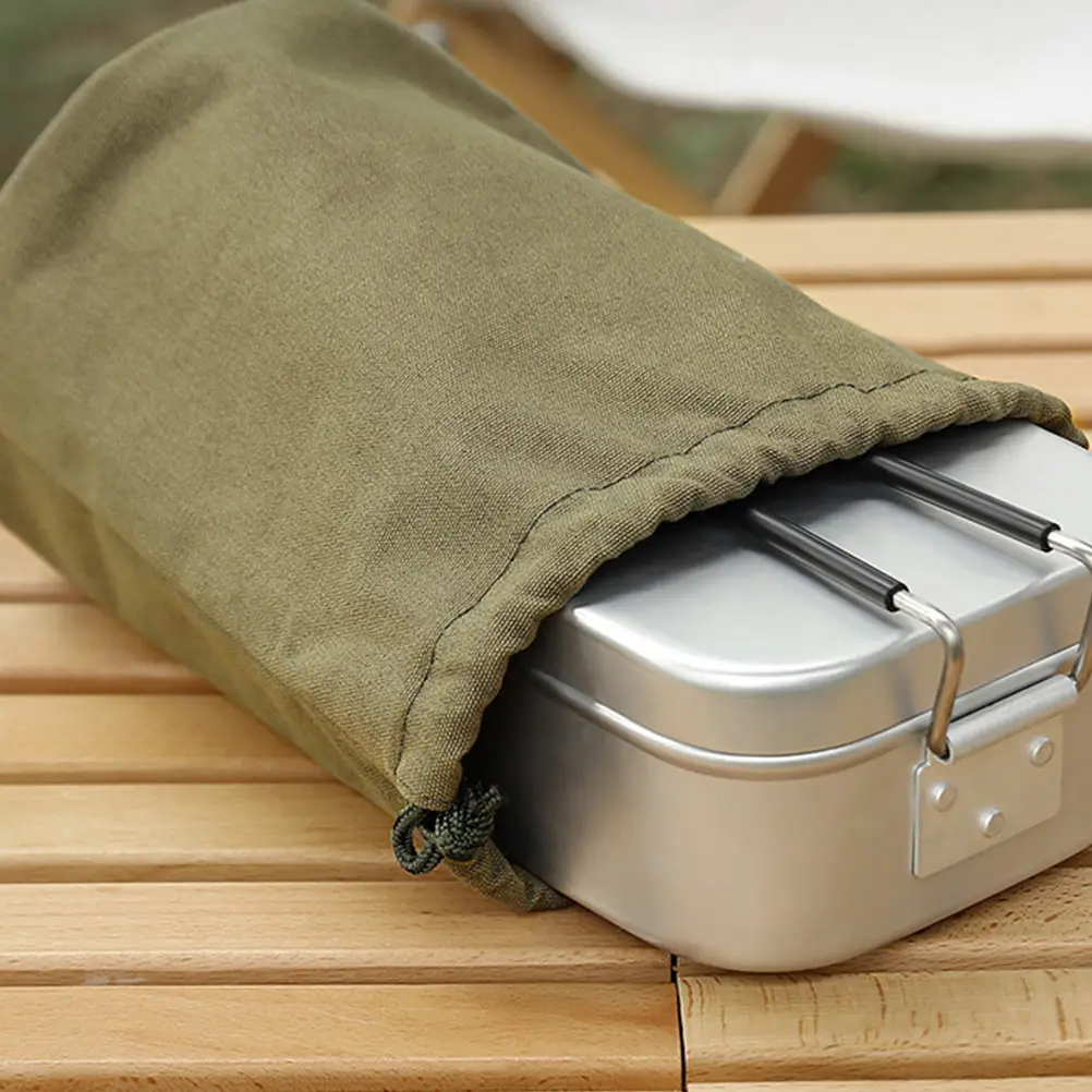 

Multi-Functional Drawstring Storage Bag Large Capacity Canvas Bag for Camping Picnic Tableware Organizer Outdoor Hanging Tool