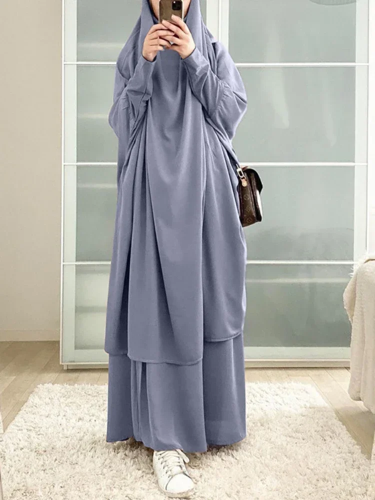 

Eid Hooded Abaya Muslim Women Prayer Garment Long Khimar Hijab Dress Ramadan Gown Abayas Skirt Sets Islam Clothes Niqab Djellaba