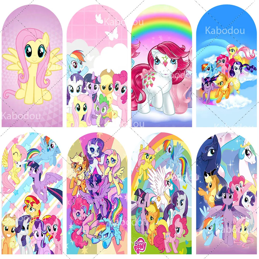 

My Little Ponys Backdrop Arch Cover Kid Birthday Party Cartoon Horse Decoration Baby Shower Backgrounds for Photographs Booth