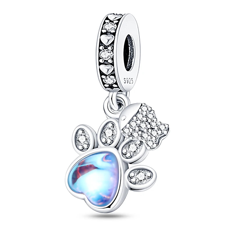 

100% 925 Sterling Silver Charm Bead Pendant 3mm Claw Design Sparkling Cute Original DIY Fine Jewelry Elegant Accessory