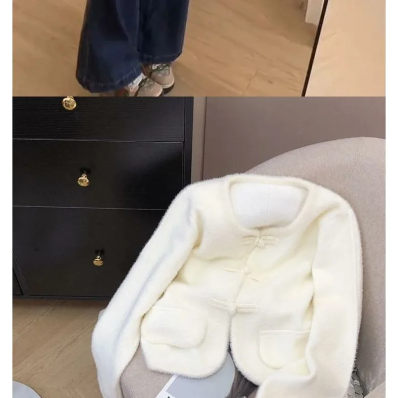 Nuevo Chaqueta con hebilla Retro de estilo chino, Top corto holgado y delgado para mujer