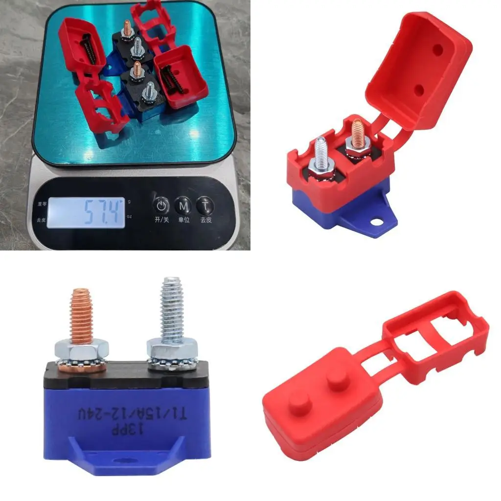 

652F 2Pcs 15A Automatic Reset with Mounting Brackets 12/24V Systems Red Insulated Overcurrent Protectors