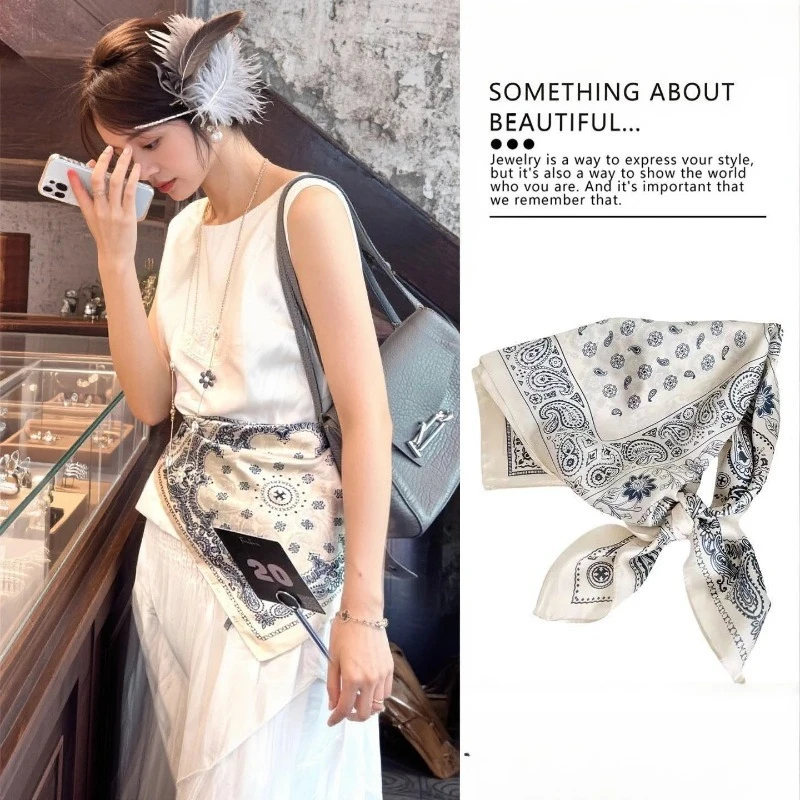 New Vintage Paisley Tie Waist Scarf Belt Women Niche Design Sheer Soft Lightweight Adjustable Waist Cincher for Skirt Premium