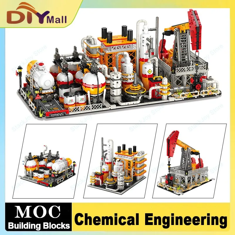 

City Oil Refinery Building Blocks Set Pumping Machine Storage Plant Model Assembling Bricks Toy STEM Construction Toy for Adults
