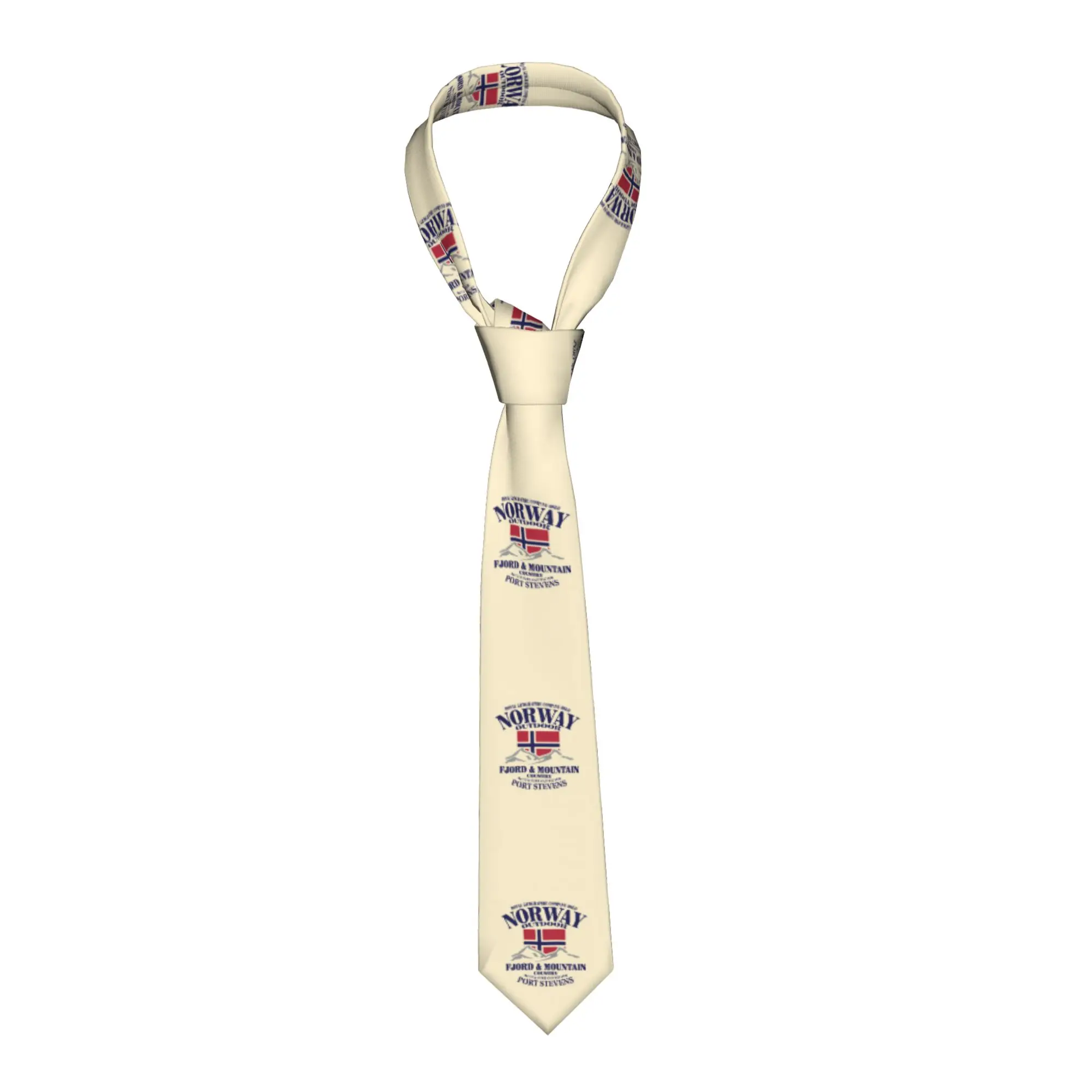 

Классический галстук с флагом Норвегии, мужской, на заказ, из шелка, с изображением гор Фьорд, для свадьбы, граватас
