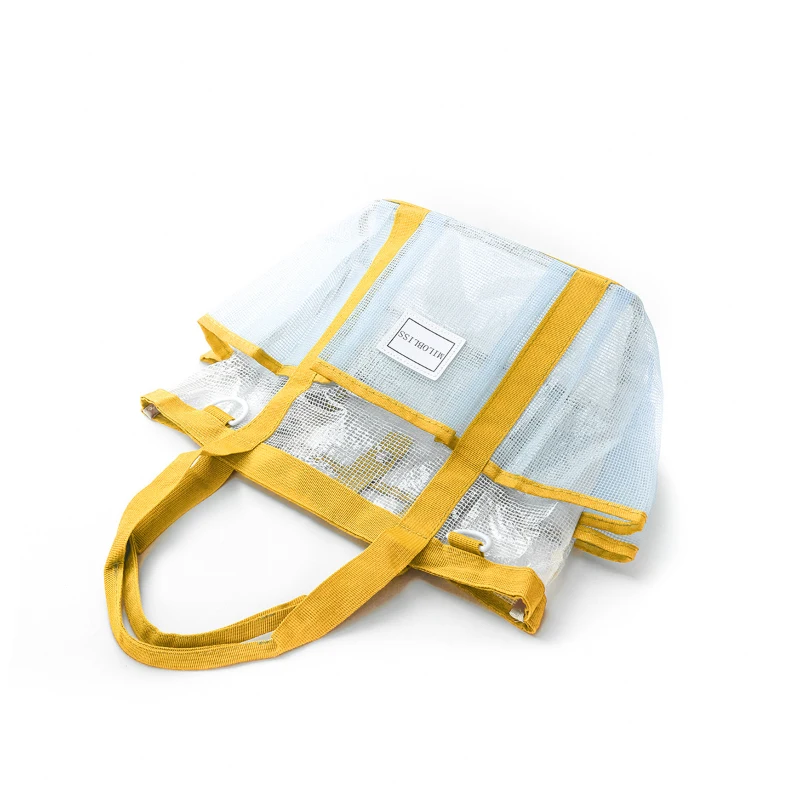 Strand-Schwimmtasche, Trocken-Nass-Trennung, wasserdichte transparente Sporttasche aus Netzstoff für Damen, leichte Handtasche mit großem Fassungsvermögen für Herren – Detail 4