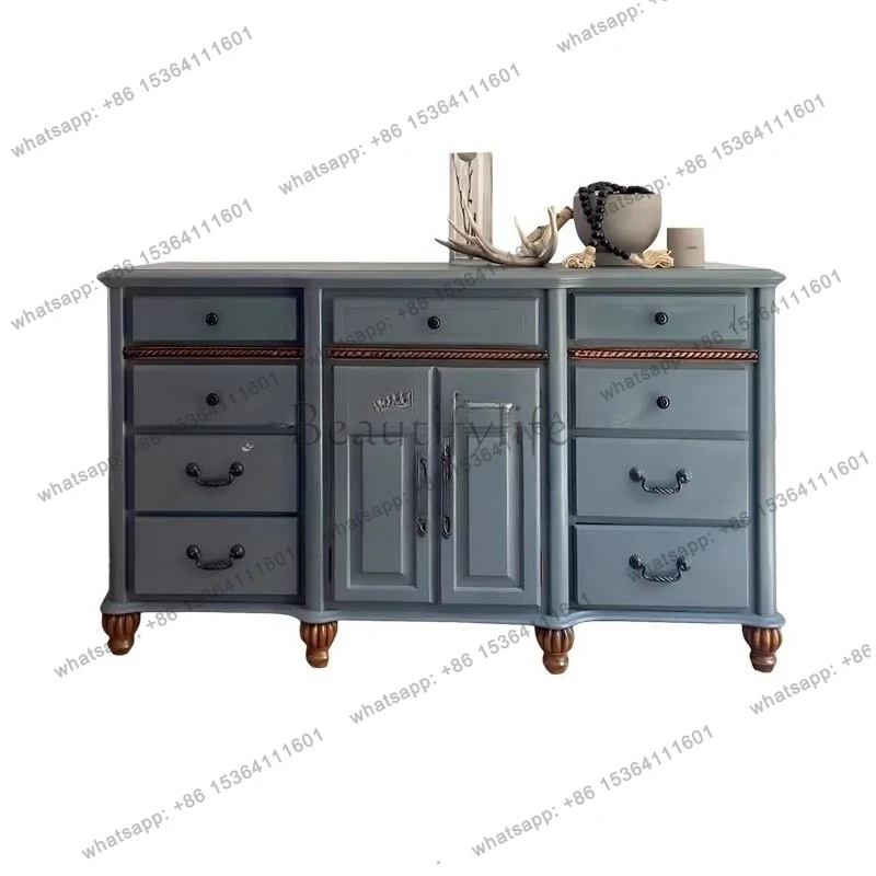 

French solid wood retro chest, American foyer, entrance against the wall, entrance, living room locker