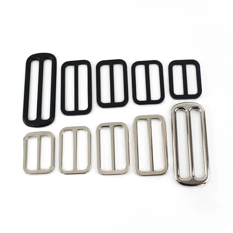 5/10Pcs Meetee 25-50mm Metal Tri Glide Slide Ring Buckle Webbing Strap Bag Belt Rectangle Adjuster Hook Leather Craft Accessory