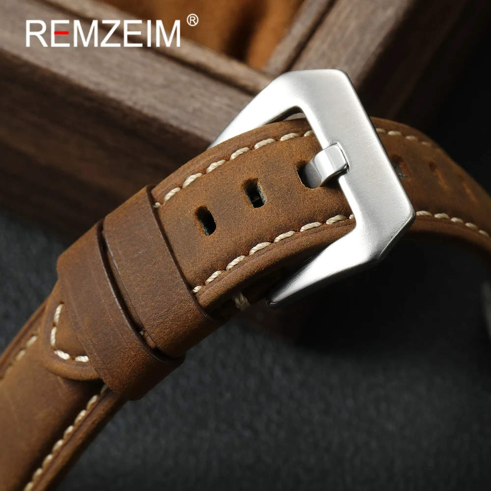 مجنون الحصان جلد طبيعي الساعات 20 مللي متر 22 مللي متر 24 مللي متر 26 مللي متر شريط للرسغ عالية الجودة جلد البقر حزام الساعات ساعة اكسسوارات